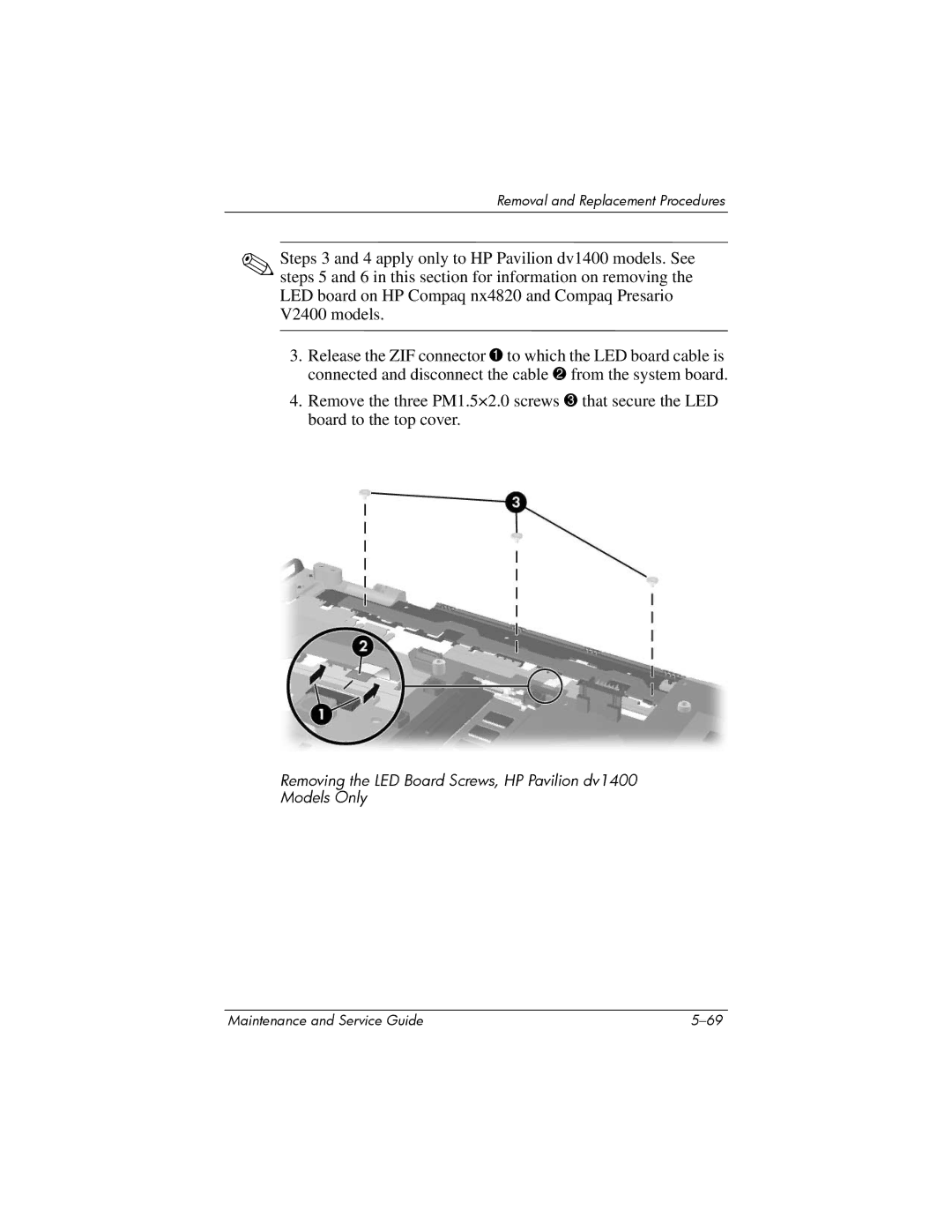 FHP DV1400 manual Removal and Replacement Procedures 