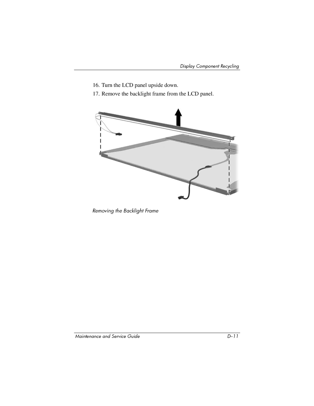 FHP DV1400 manual Removing the Backlight Frame 