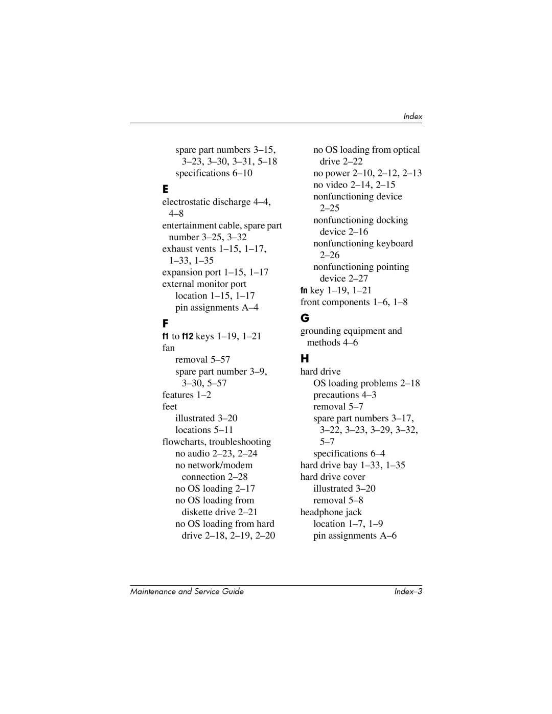 FHP DV1400 manual Index-3 