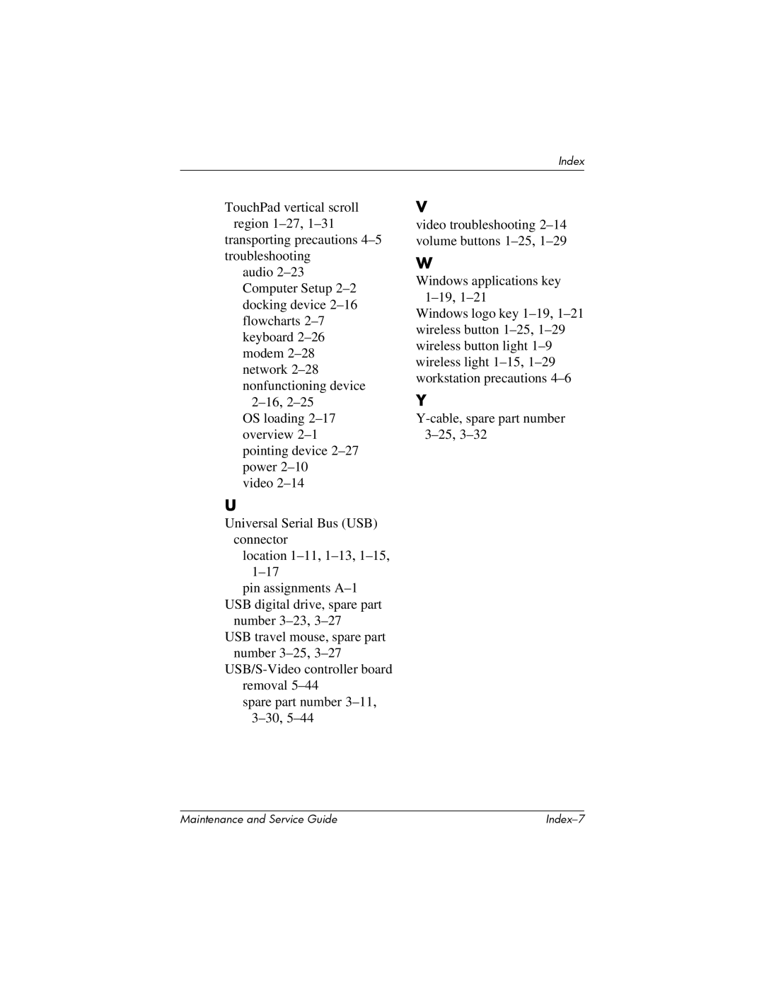 FHP DV1400 manual Index-7 