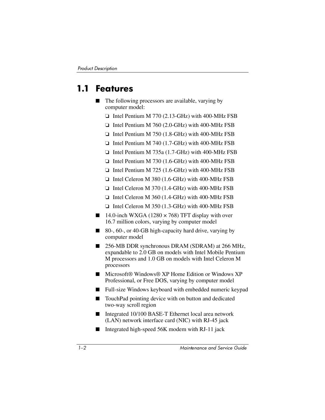 FHP DV1400 manual Features 