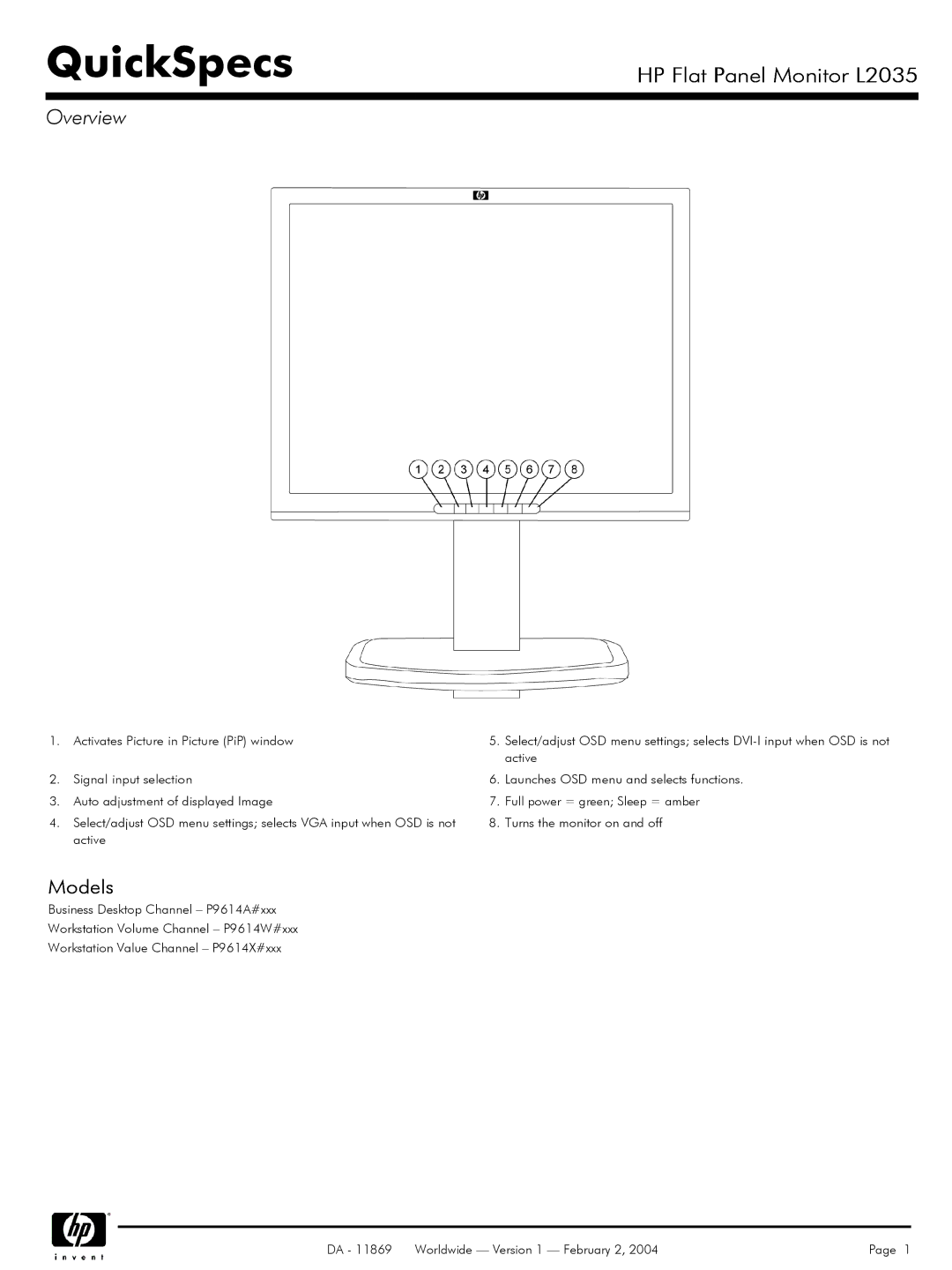 FHP L2035 manual QuickSpecs, Overview 