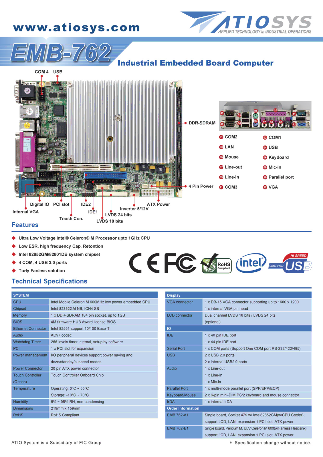 FIC EMB-762 manual 