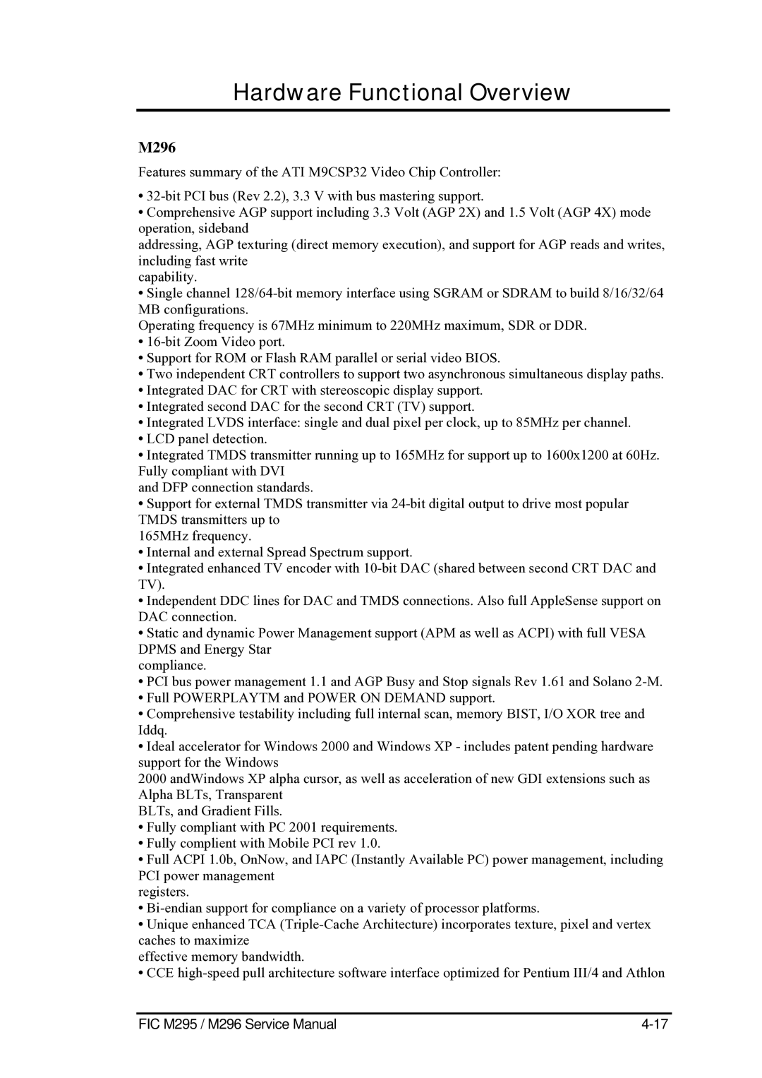 FIC M295 service manual M296 