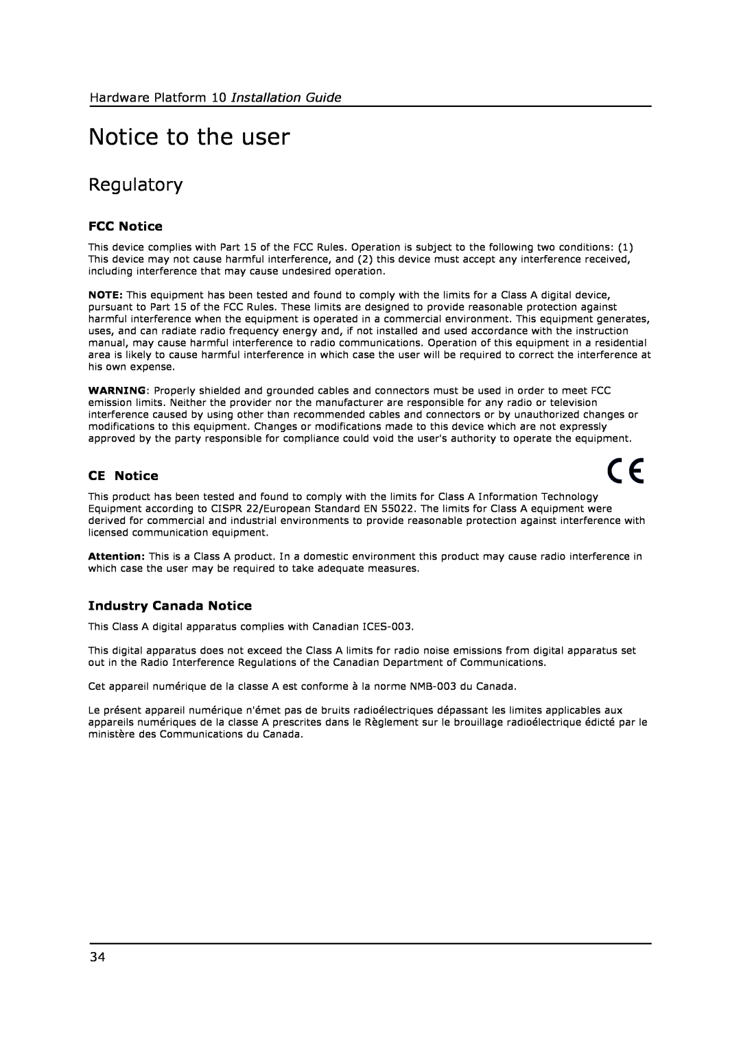 Field Controls 10 manual Notice to the user, Regulatory 
