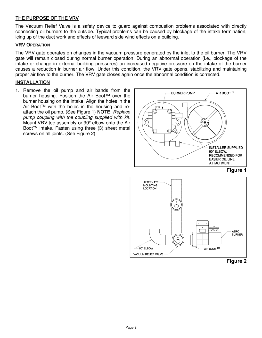 Field Controls 190CW7CS manual Purpose of the VRV 