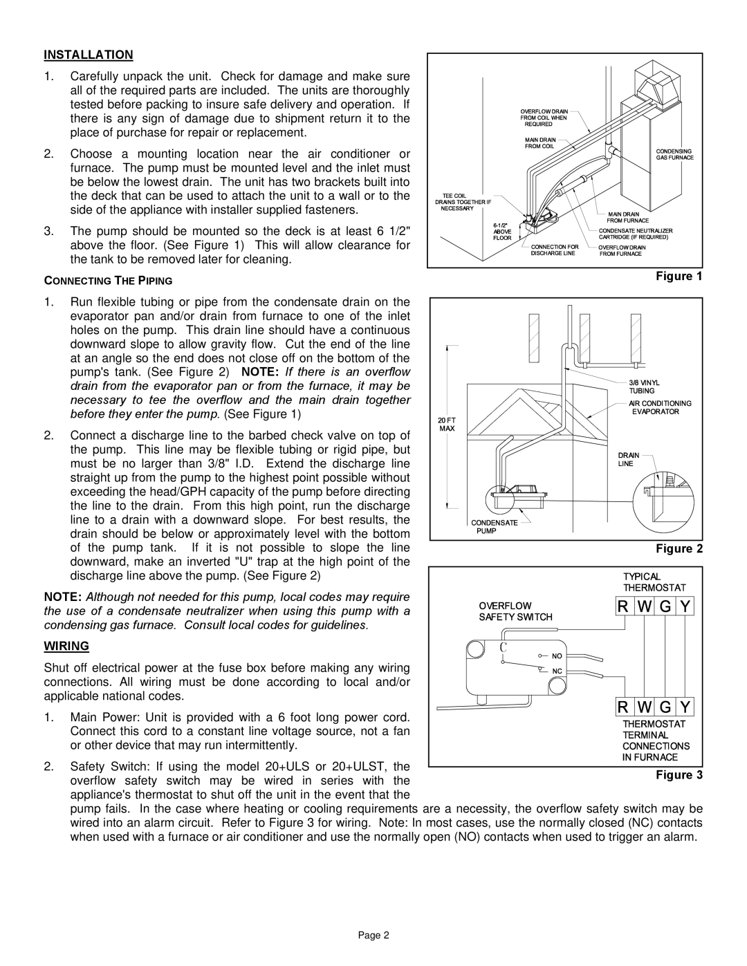 Field Controls 20+UL instruction sheet Installation, Wiring 