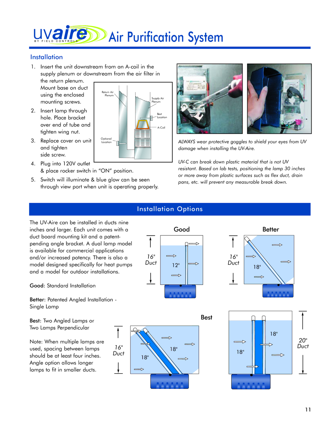 Field Controls 24v manual Installation Options 