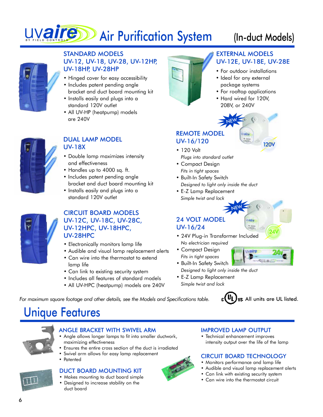 Field Controls 24v UV-12, UV-18, UV-28, UV-12HP, UV-18HP, UV-28HP, UV-18X, UV-12C, UV-18C, UV-28C, UV-12E, UV-18E, UV-28E 