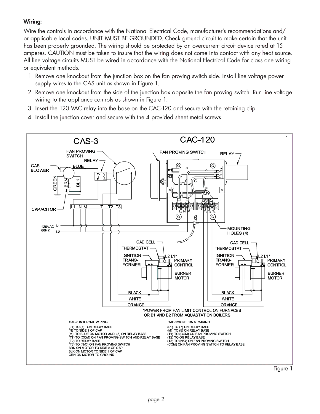 Field Controls CAC-120 installation instructions 