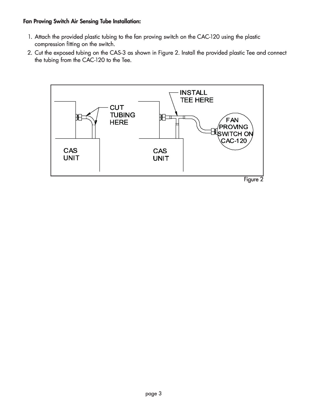 Field Controls CAC-120 installation instructions Fan Proving Switch Air Sensing Tube Installation 