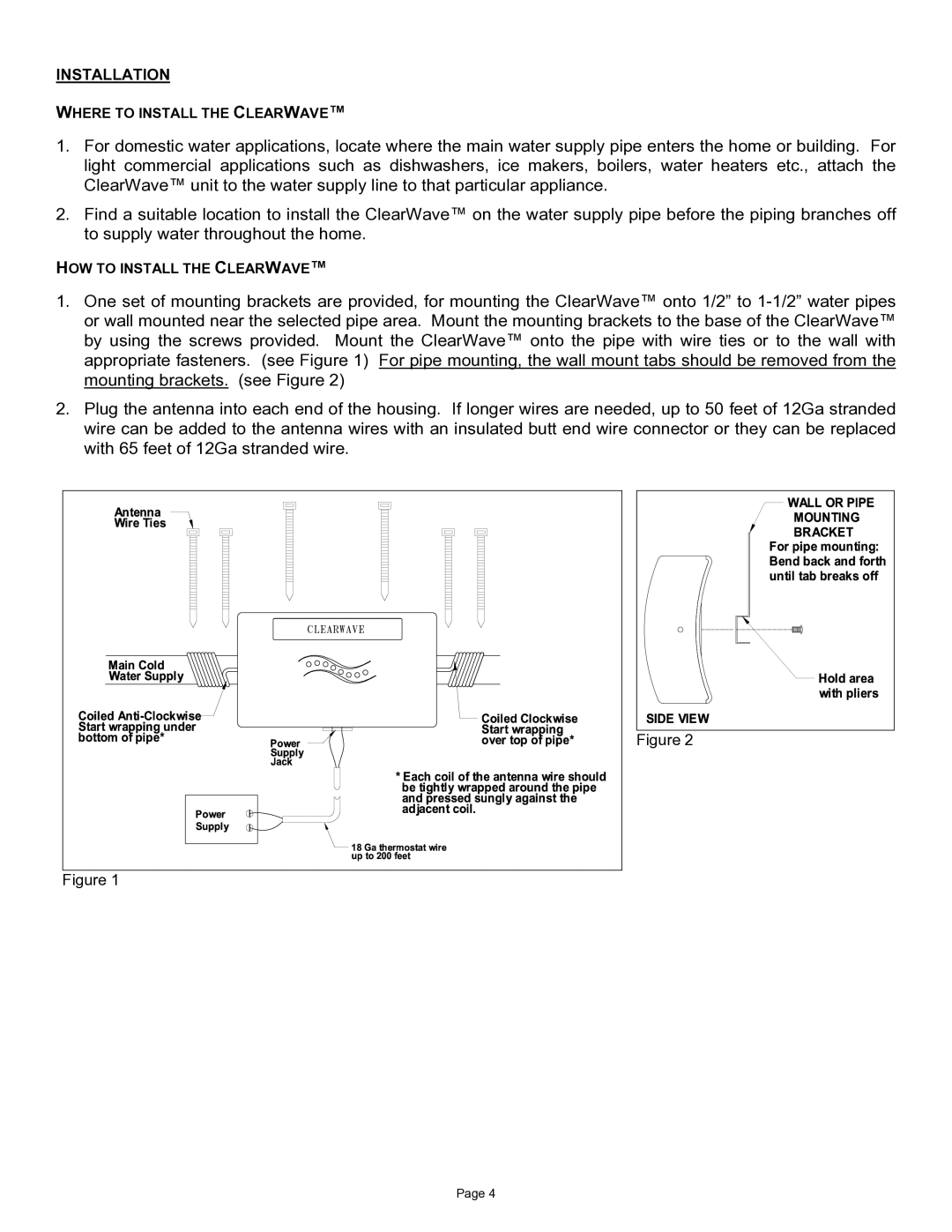 Field Controls CW-HD-1 specifications Installation 