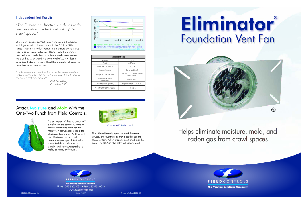 Field Controls Eliminator dimensions 