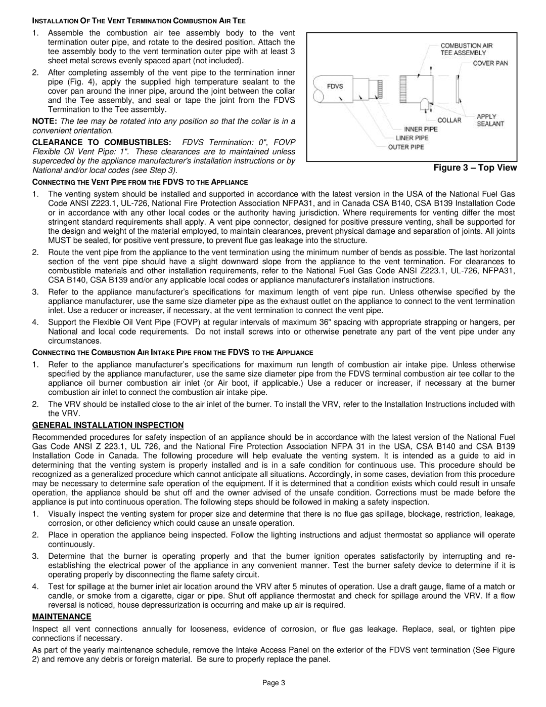 Field Controls FDVS installation instructions General Installation Inspection 