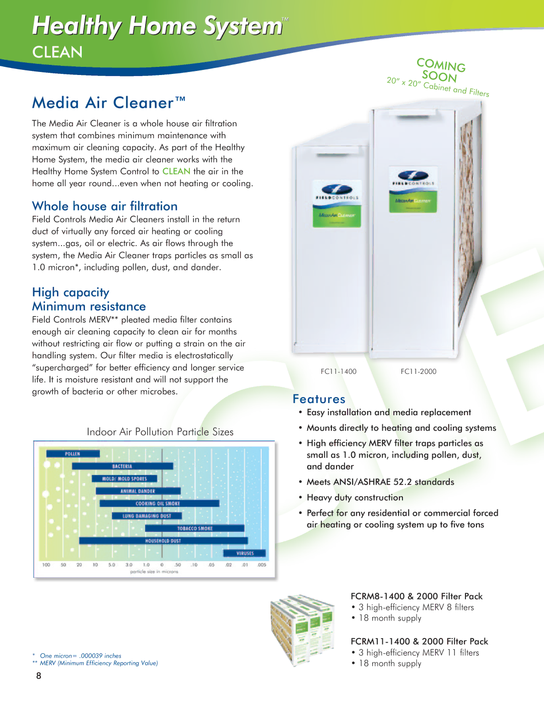 Field Controls IAQ11 manual Media Air Cleaner 