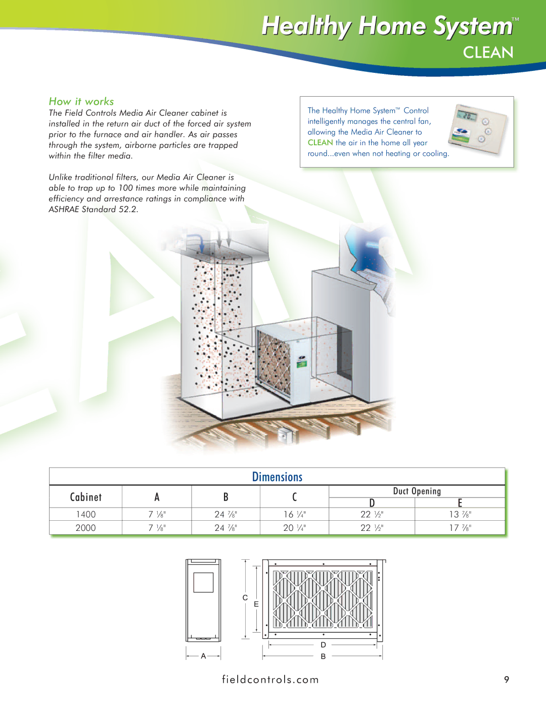 Field Controls IAQ11 manual Dimensions 