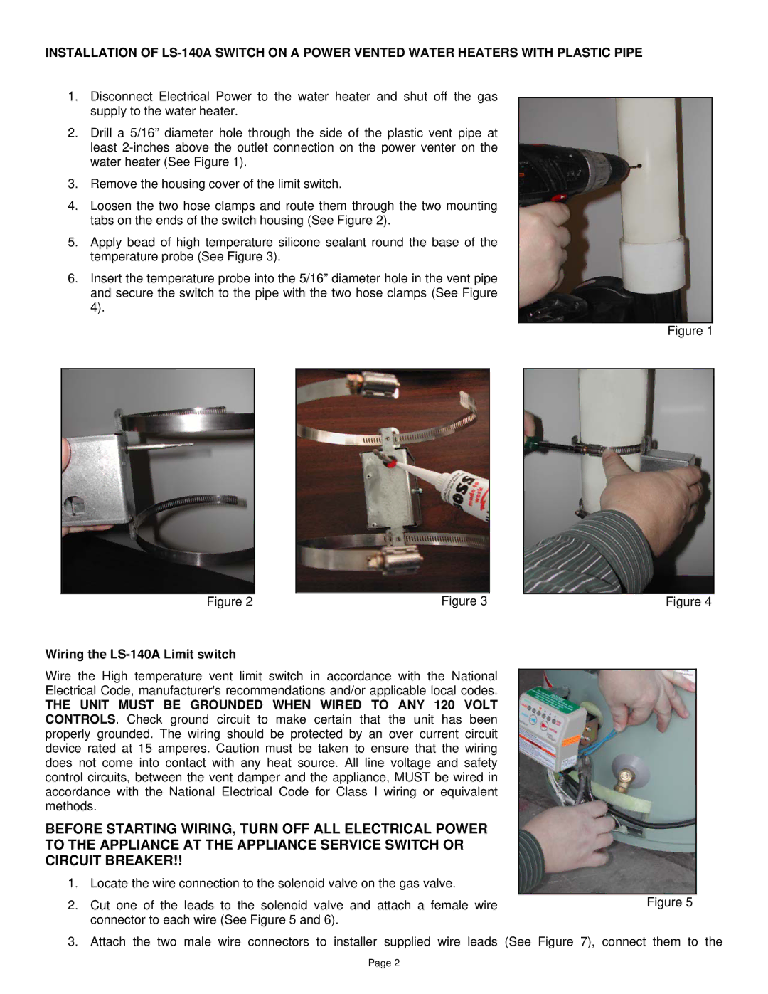 Field Controls installation instructions Wiring the LS-140A Limit switch 