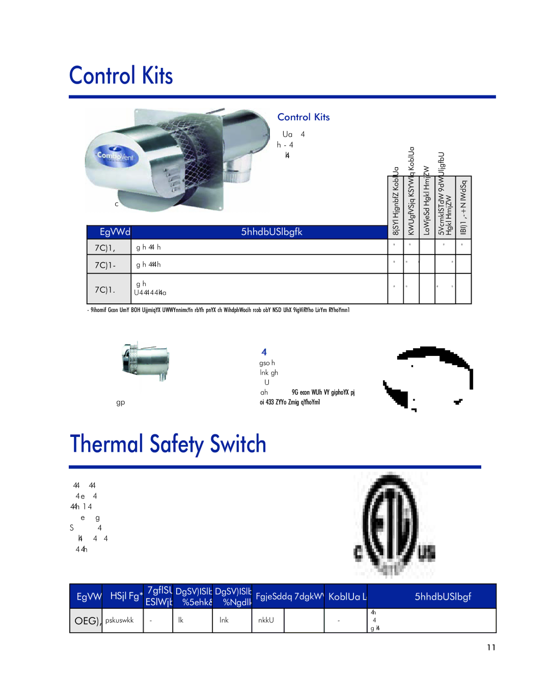 Field Controls Oil Venting Systems manual Control Kits, Thermal Safety Switch, Model Applications 