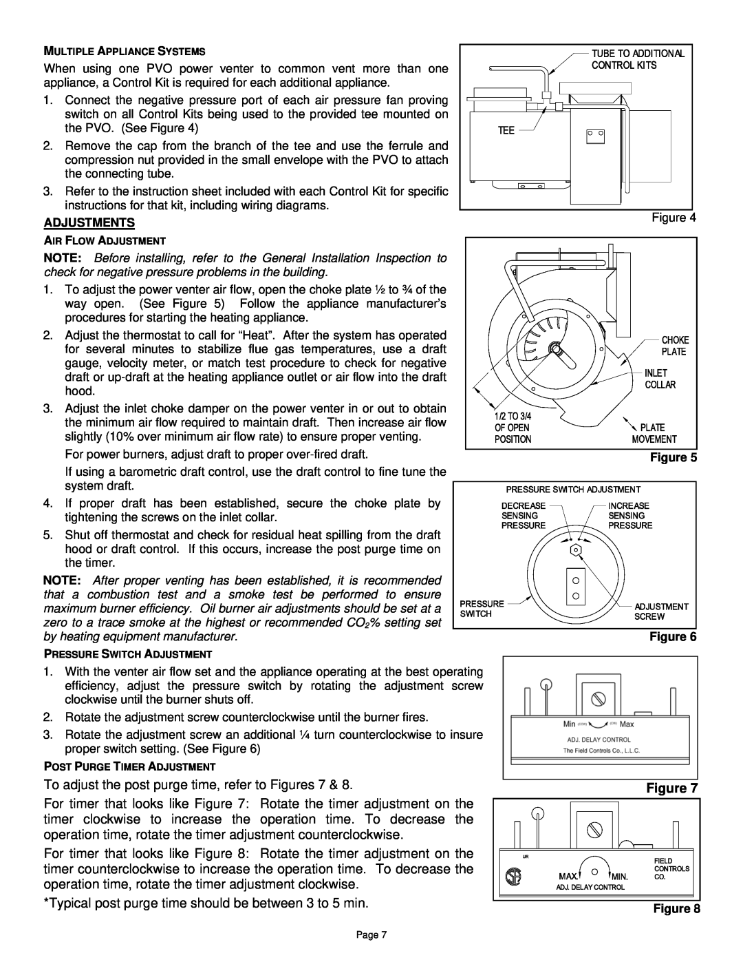 Field Controls PVO-300, PVO-600 specifications Adjustments, Figure Figure 
