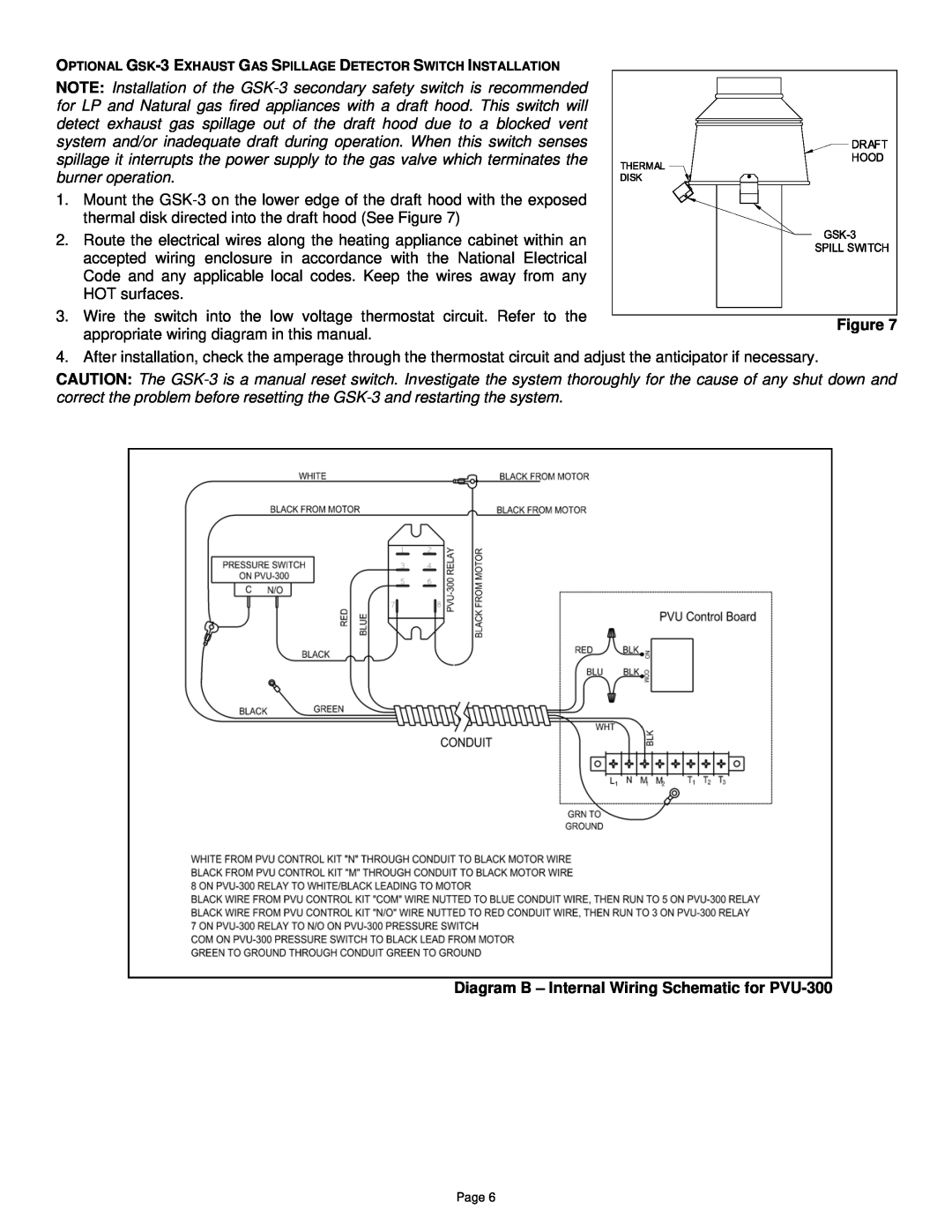 Field Controls installation instructions Diagram B - Internal Wiring Schematic for PVU-300 