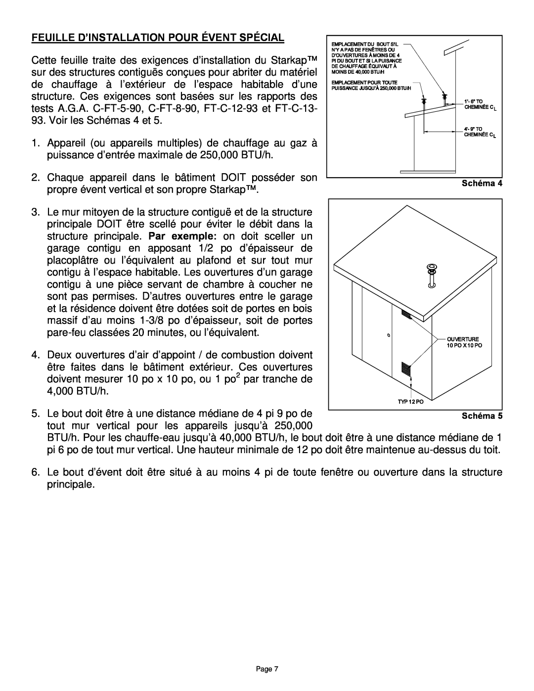 Field Controls SK-1 manual Feuille D’Installation Pour Évent Spécial 