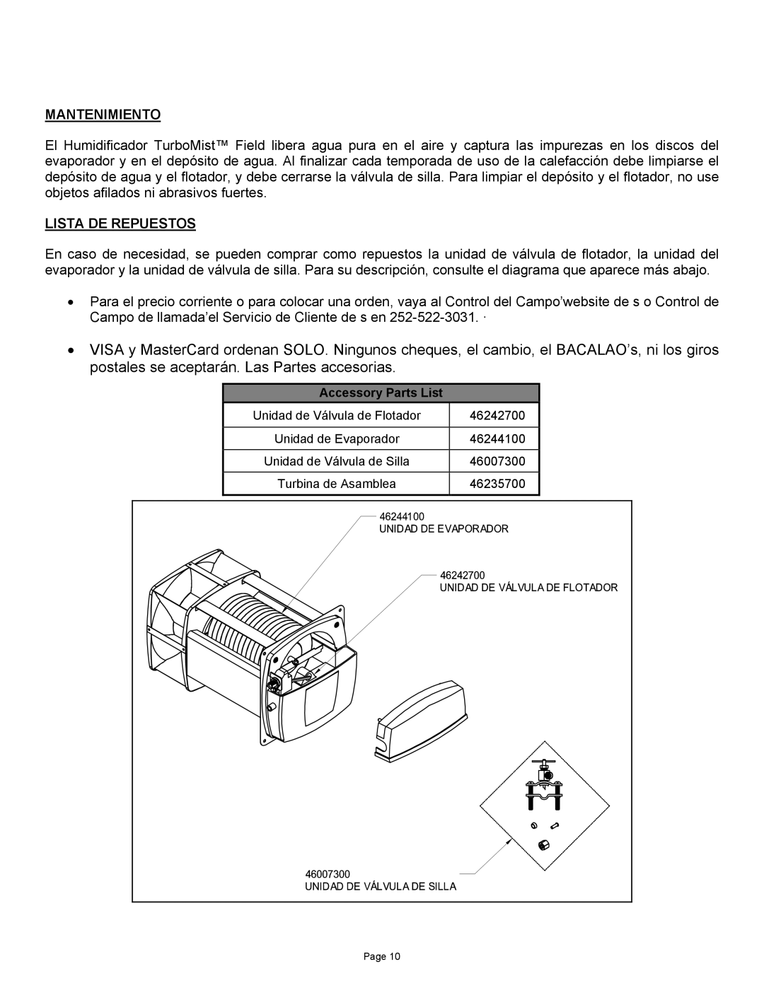 Field Controls TB-1 manual Mantenimiento, Lista DE Repuestos 