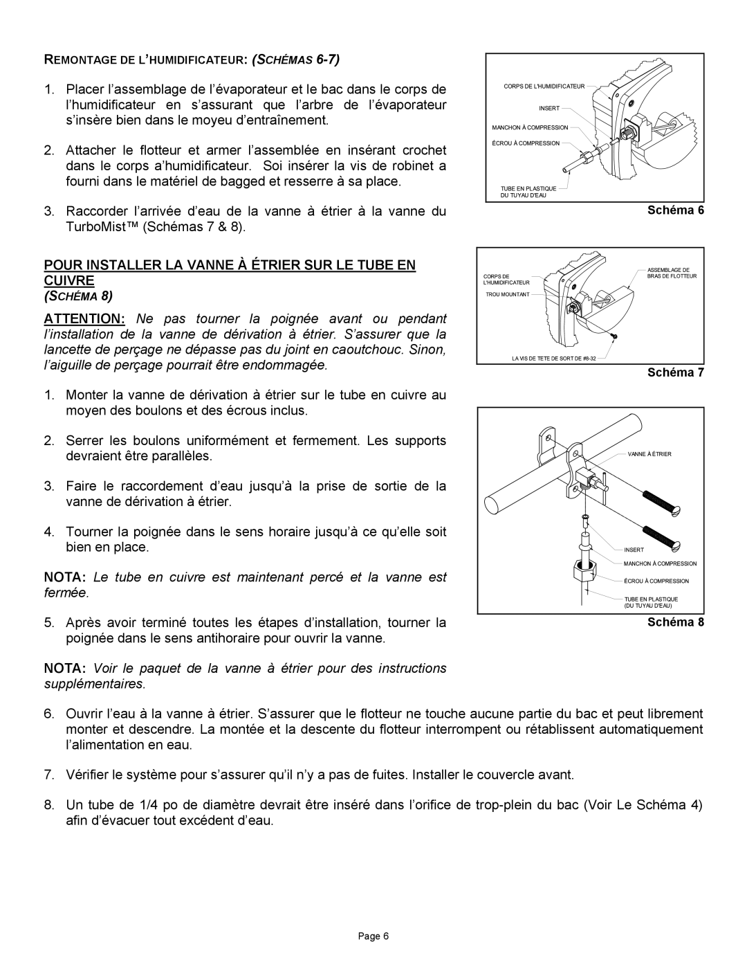 Field Controls TB-1 manual Pour Installer LA Vanne À Étrier SUR LE Tube EN Cuivre 