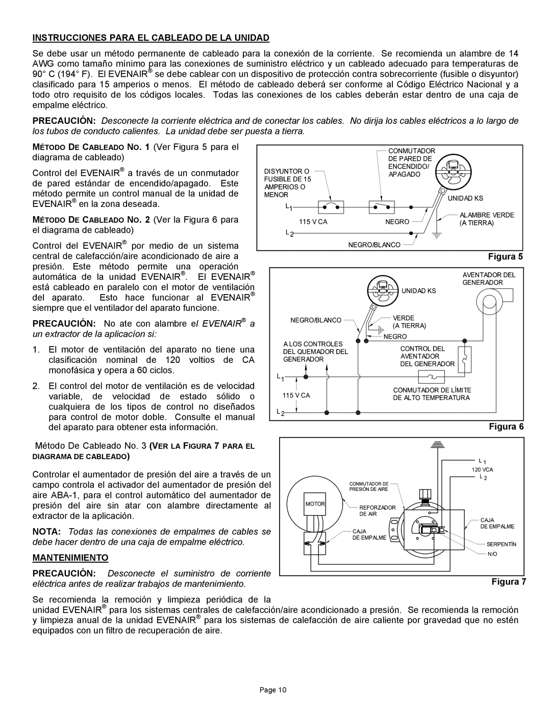 Field Controls TB26TB manual Instrucciones Para EL Cableado DE LA Unidad, Mantenimiento 