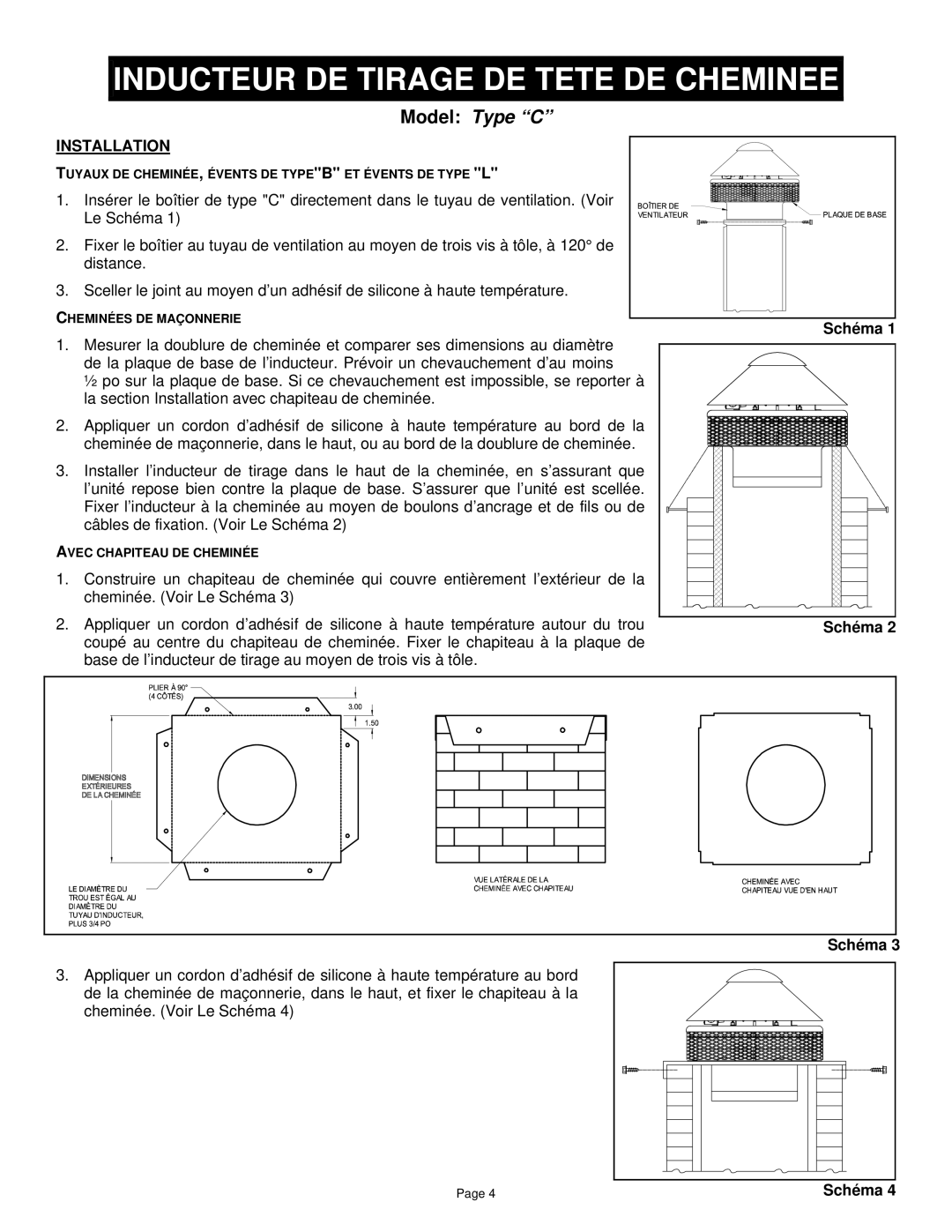 Field Controls TYPE C manual Inducteur DE Tirage DE Tete DE Cheminee, Model Type C 