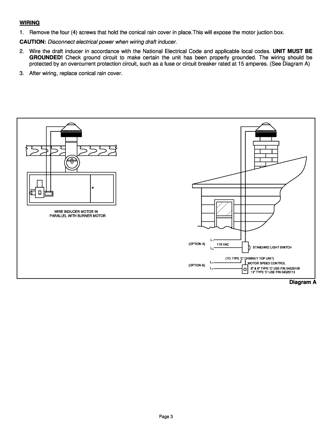 Field Controls TYPE "C manual Wiring, Diagram A 