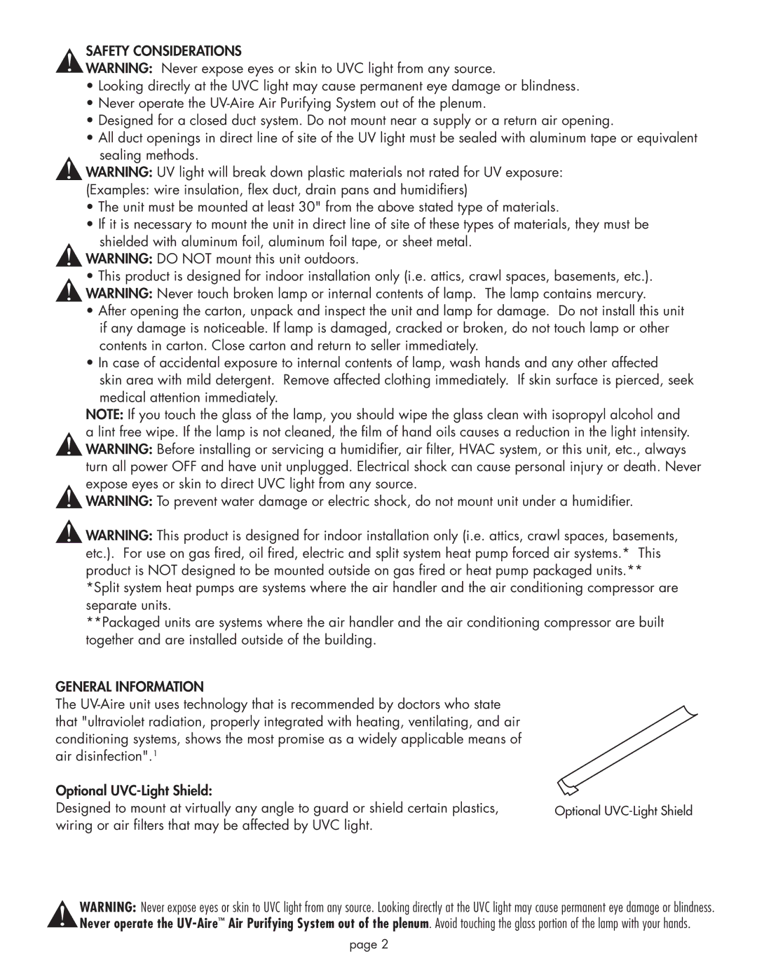 Field Controls UV-16/24 installation instructions Safety Considerations, General Information 