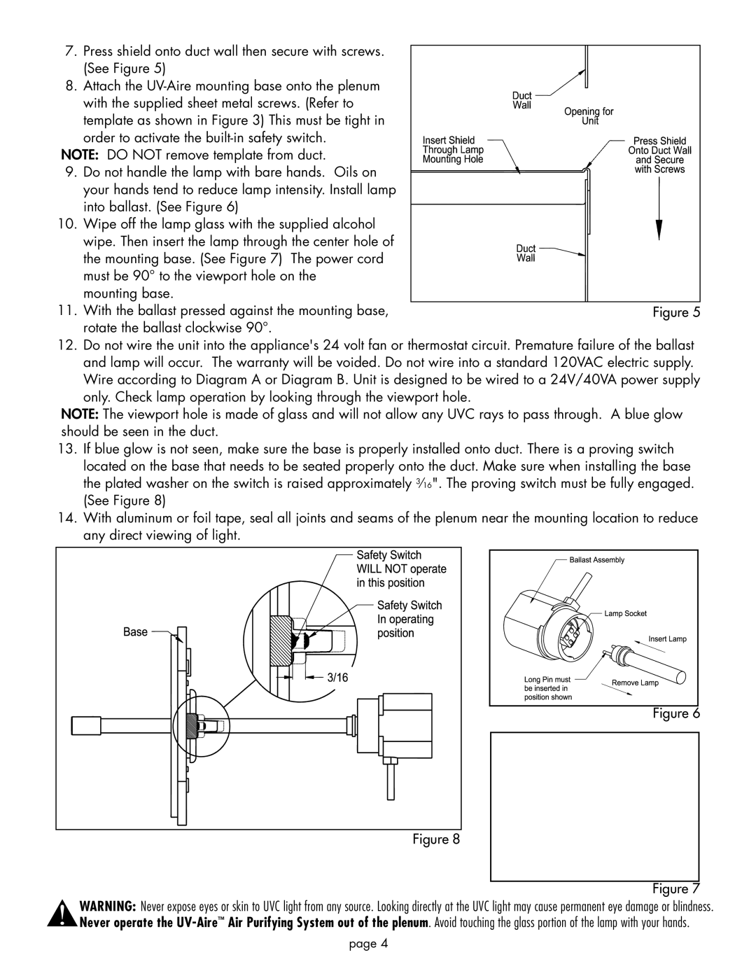 Field Controls UV-16/24 installation instructions 