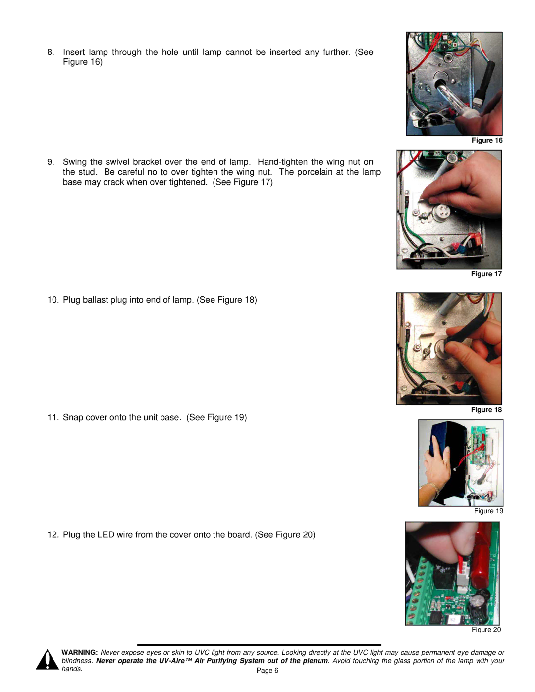 Field Controls UV-28HPC, UV-18HPC, UV-28C, UV-18C, UV-12HPC, UV-12C installation instructions Hands 