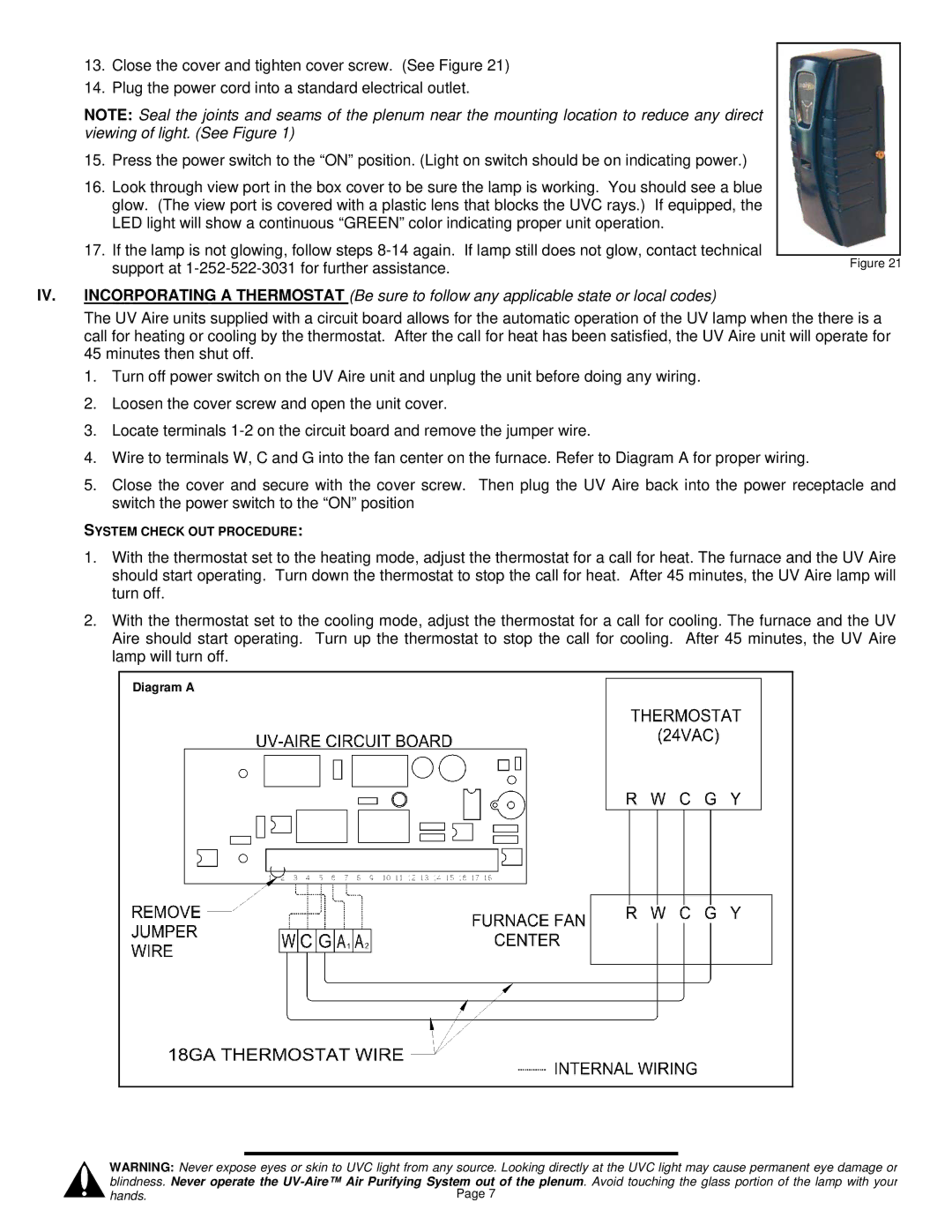 Field Controls UV-18HPC, UV-28C, UV-18C, UV-12HPC, UV-28HPC, UV-12C installation instructions System Check OUT Procedure 