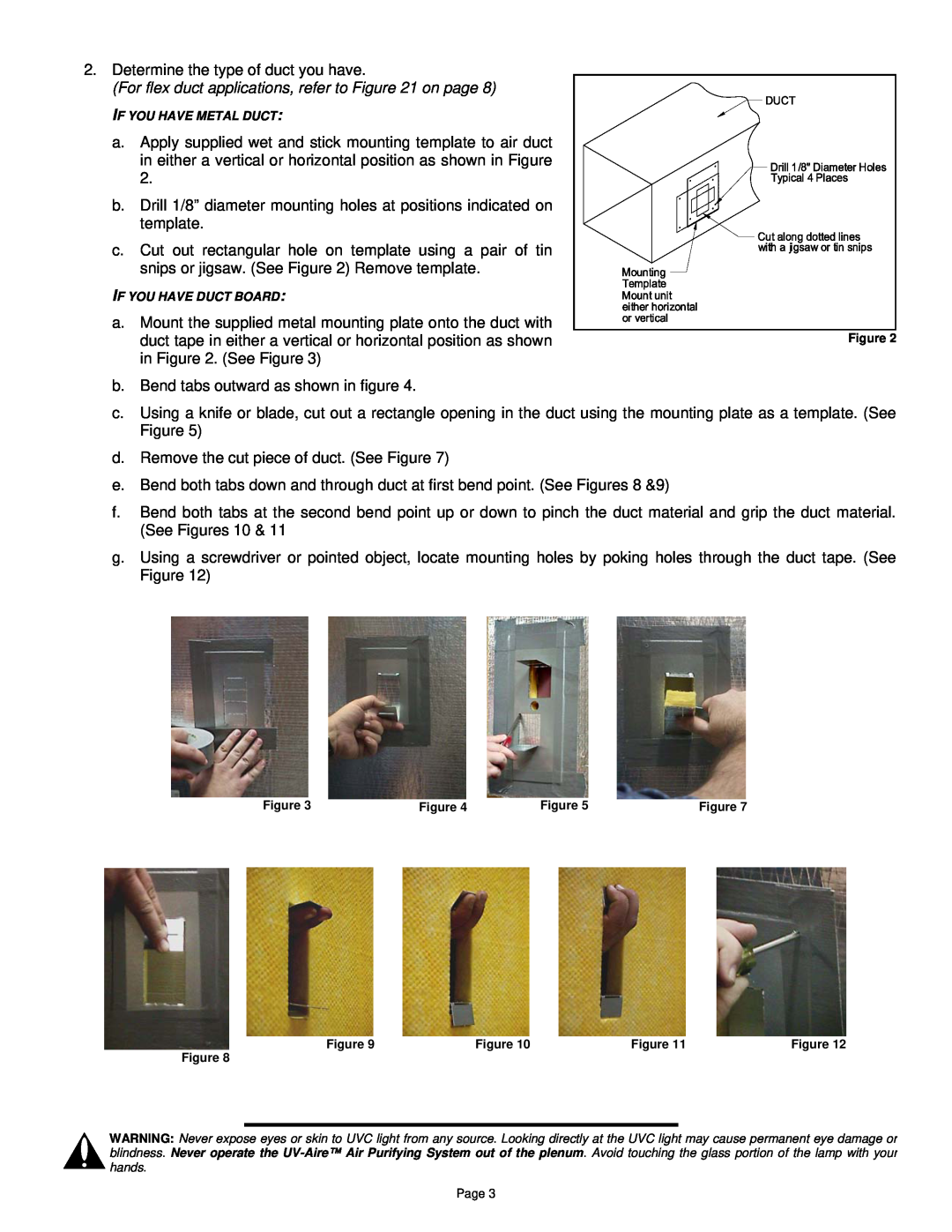 Field Controls UV-18X installation instructions Determine the type of duct you have 