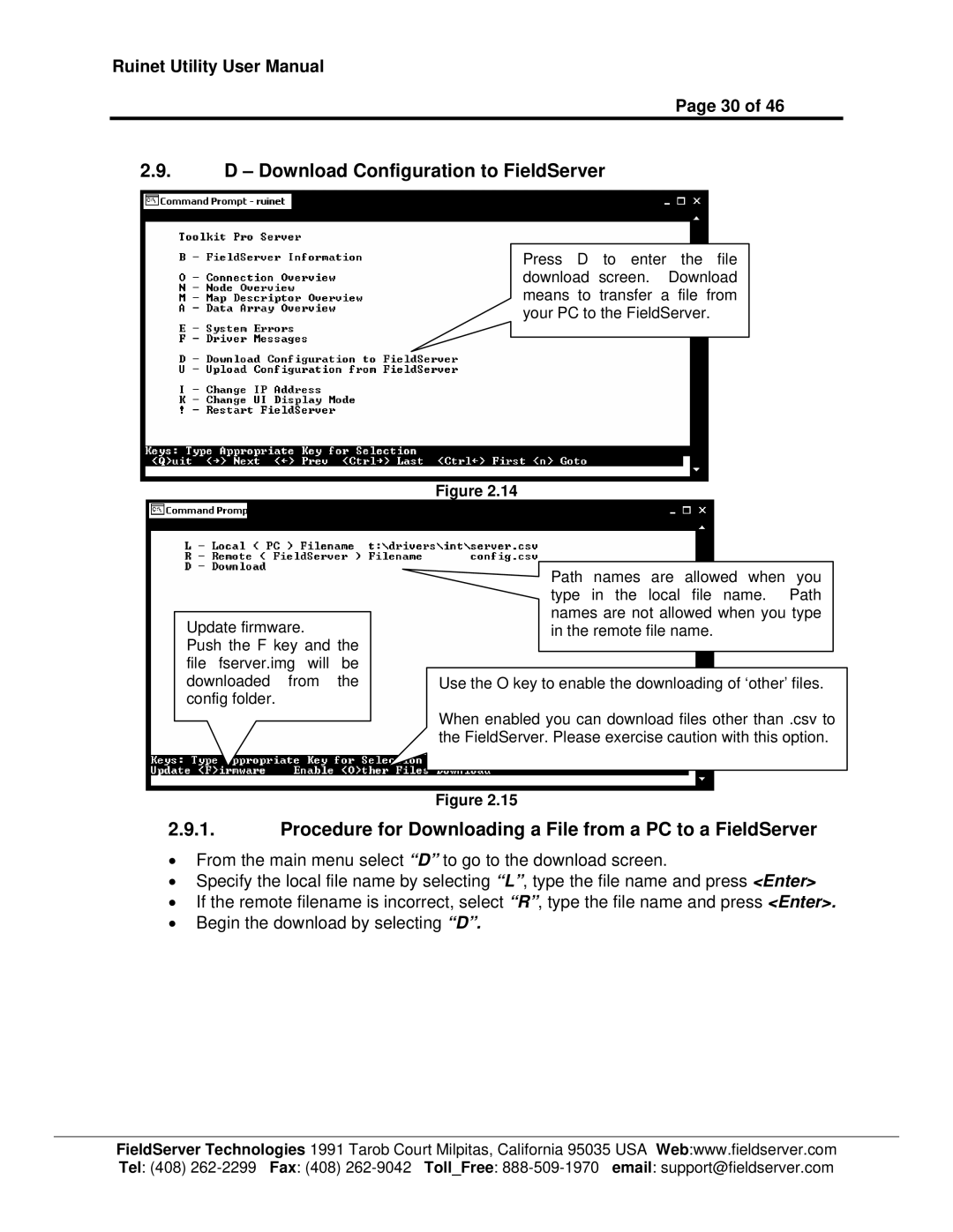 FieldServer 1.1 Download Configuration to FieldServer, Procedure for Downloading a File from a PC to a FieldServer 