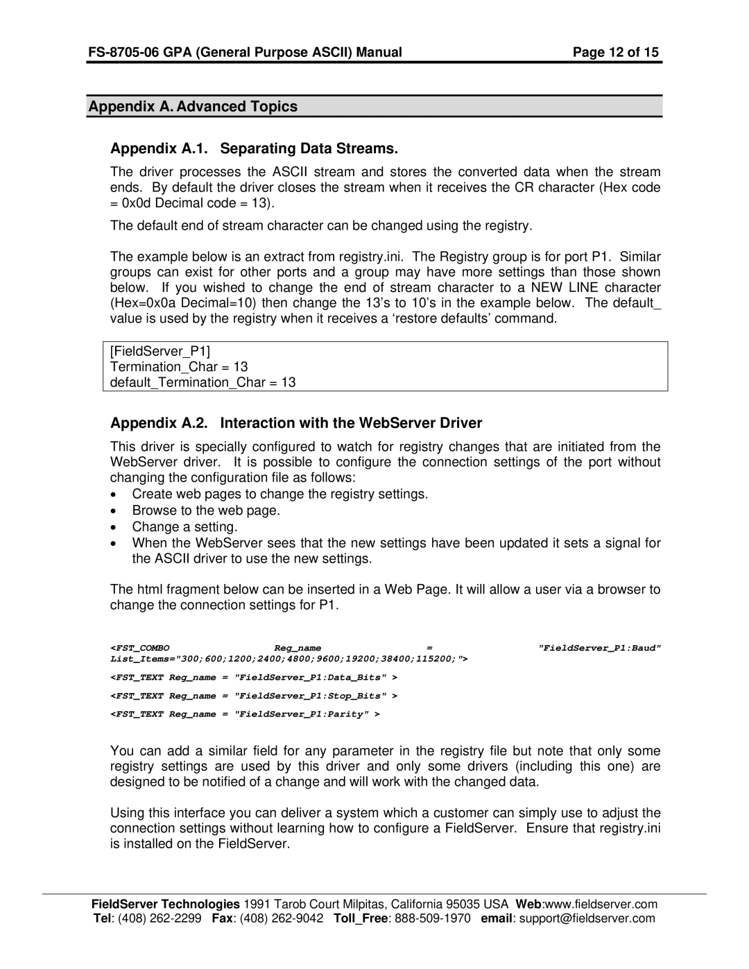 FieldServer FS-8700-115 instruction manual Appendix A.2. Interaction with the WebServer Driver 