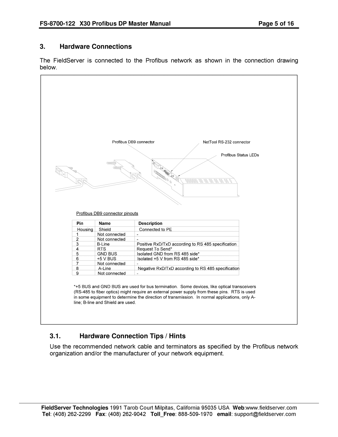 FieldServer X30, FS-8700-122 instruction manual Hardware Connections, Hardware Connection Tips / Hints 