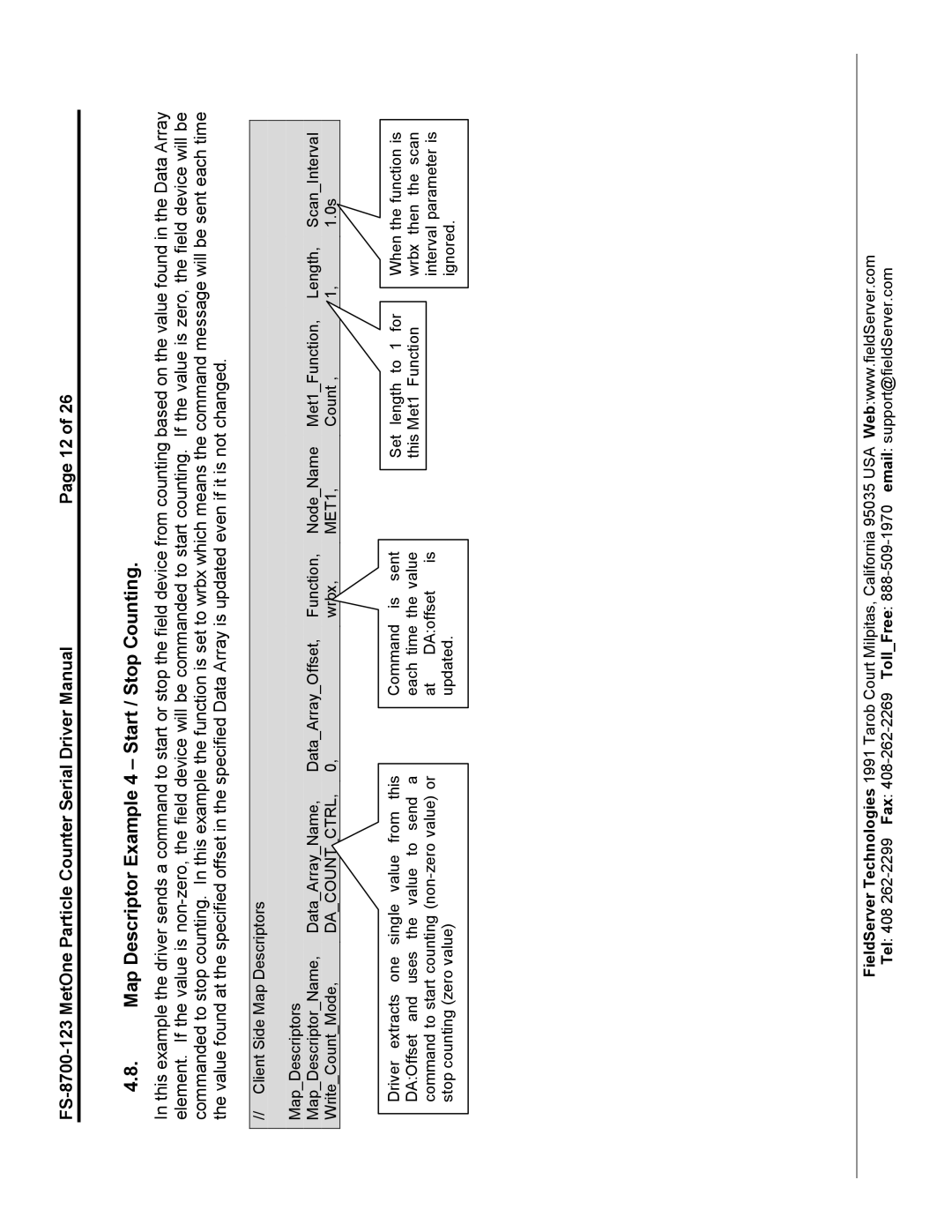 FieldServer FS-8700-123 instruction manual Map Descriptor Example 4 Start / Stop Counting 