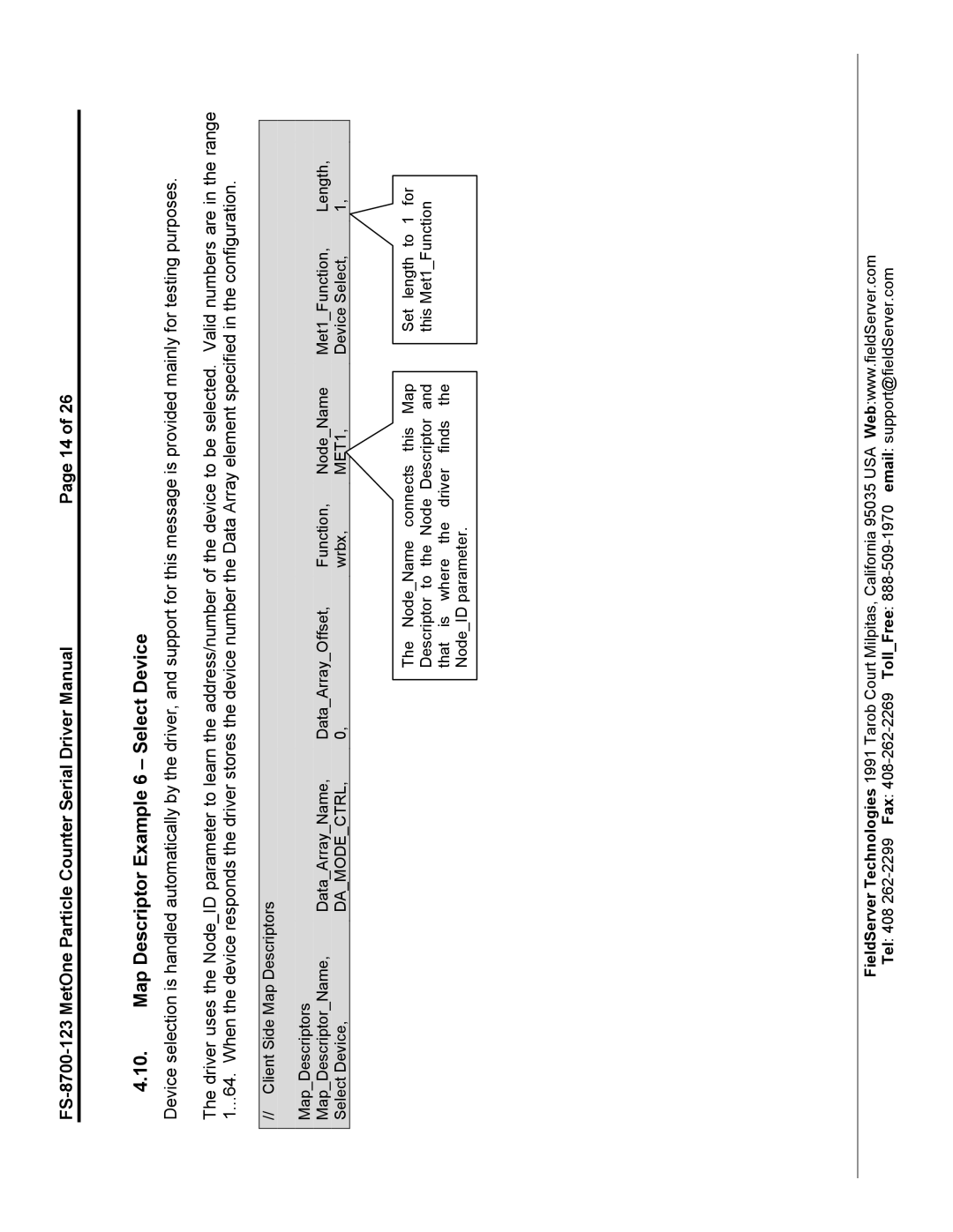 FieldServer FS-8700-123 instruction manual Map Descriptor Example 6 Select Device 