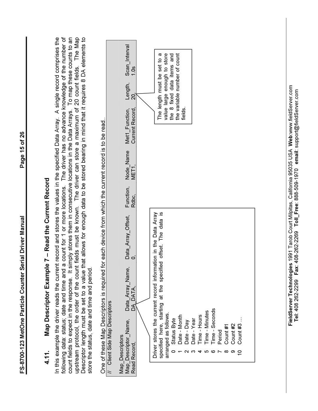 FieldServer FS-8700-123 instruction manual Map Descriptor Example 7 Read the Current Record 