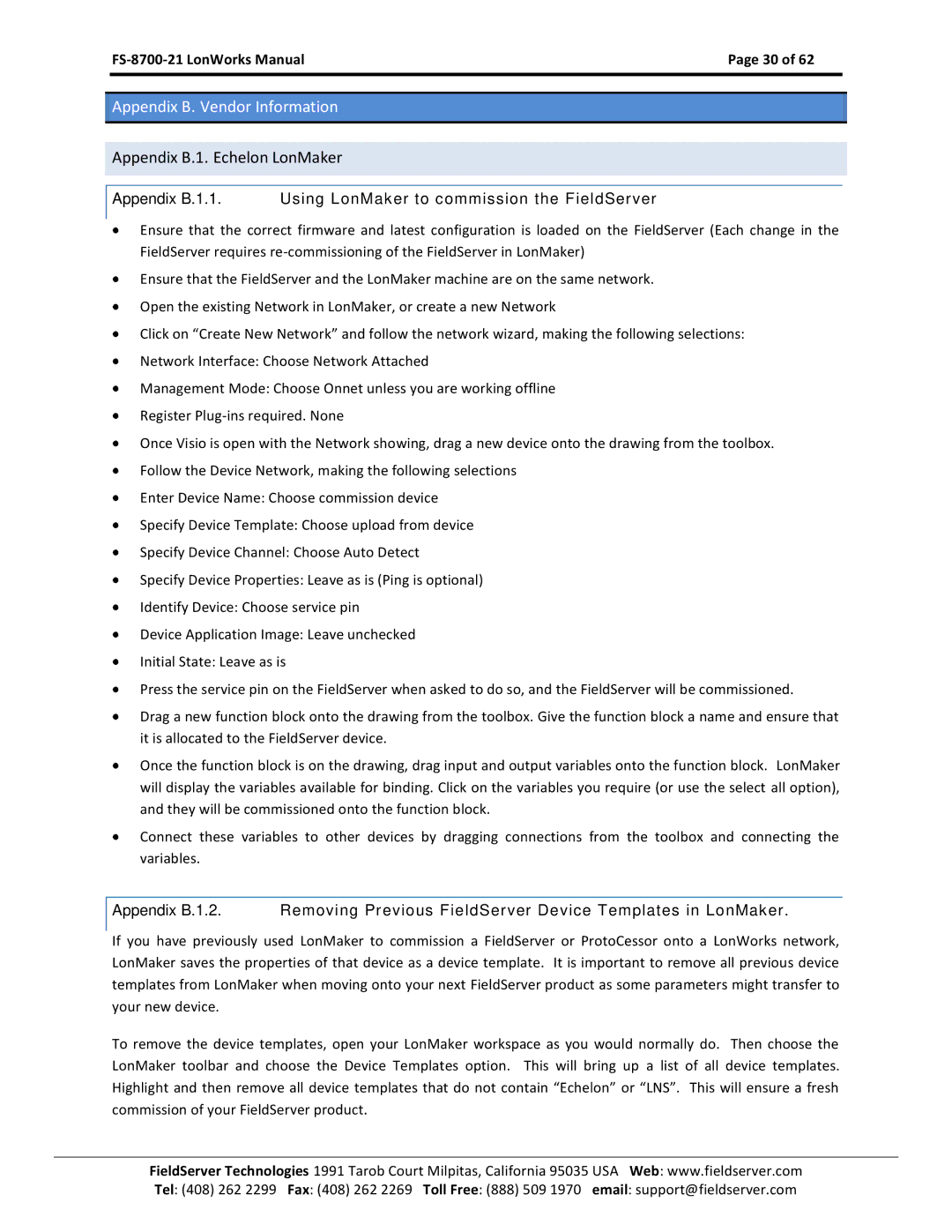 FieldServer FS-8700-21 instruction manual Appendix B. Vendor Information, Appendix B.1. Echelon LonMaker 