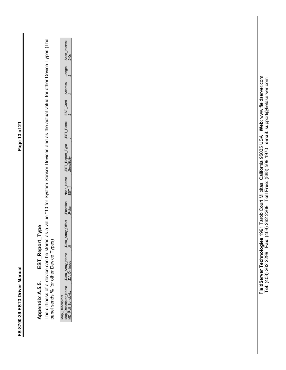 FieldServer FS-8700-39 instruction manual Appendix A.5.5. ESTReportType 