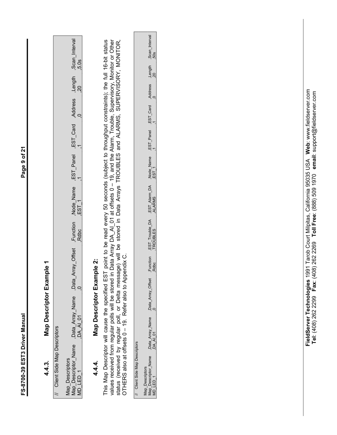 FieldServer FS-8700-39 instruction manual Map Descriptor Example 