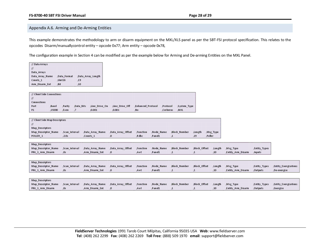 FieldServer FS-8700-40 instruction manual Appendix A.6. Arming and De-Arming Entities, Mxl 