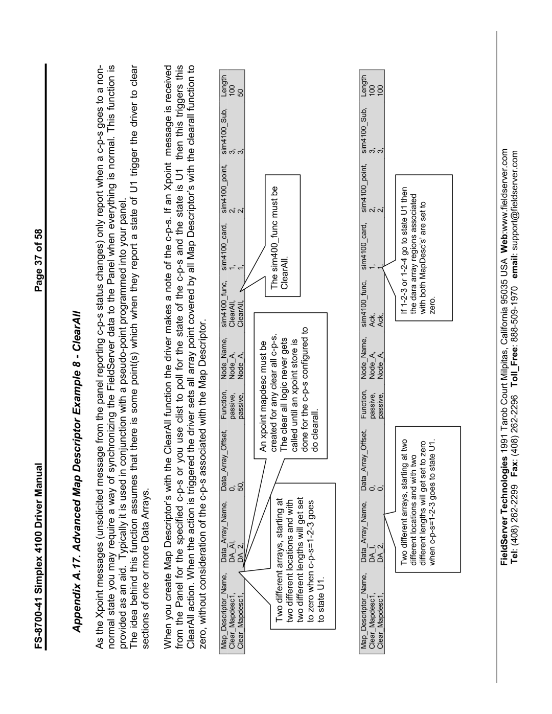 FieldServer FS-8700-41 instruction manual Appendix A.17. Advanced Map Descriptor Example 8 ClearAll 