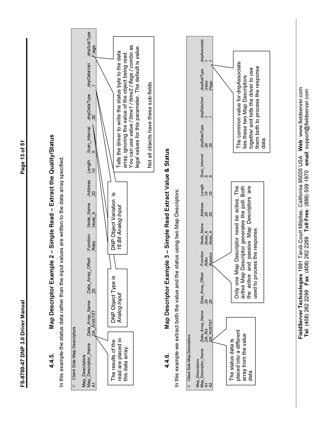 FieldServer FS-8700-47 instruction manual Map Descriptor Example 3 Simple Read Extract Value & Status 