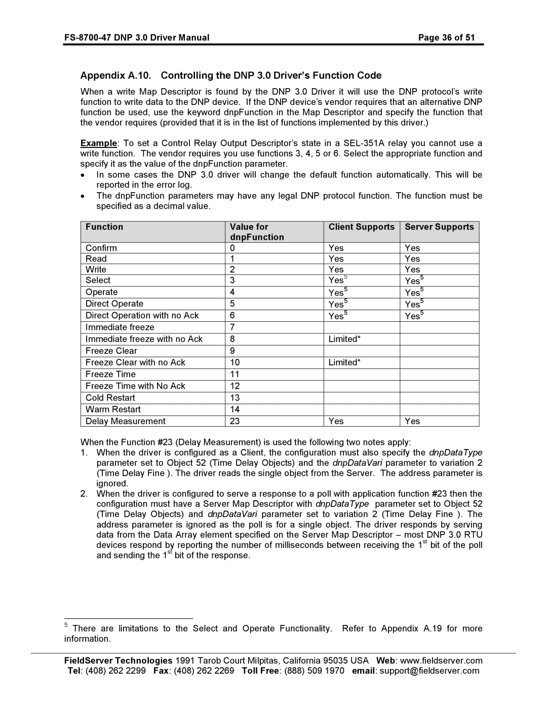 FieldServer instruction manual FS-8700-47 DNP 3.0 Driver Manual 