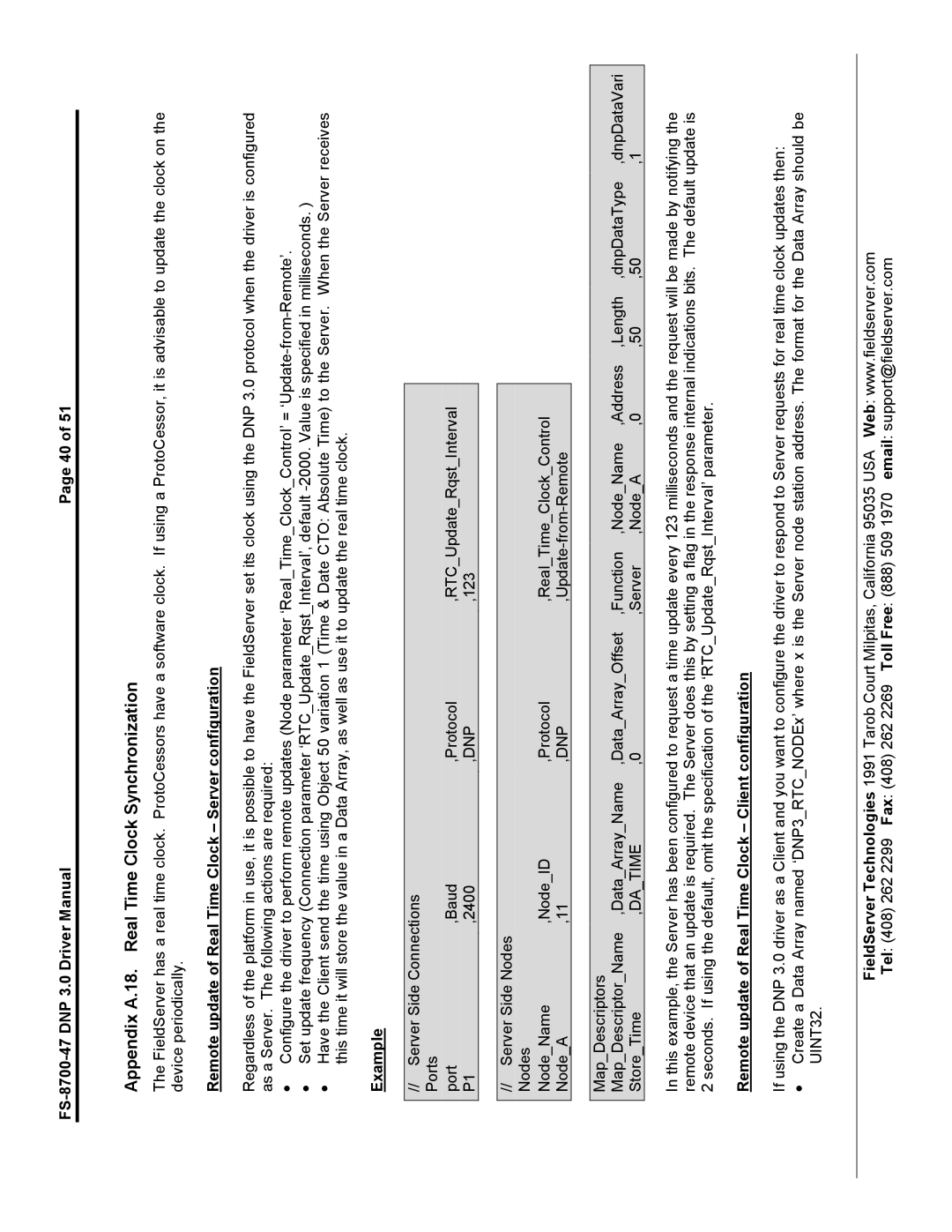 FieldServer FS-8700-47 instruction manual Appendix A.18. Real Time Clock Synchronization, Datime 