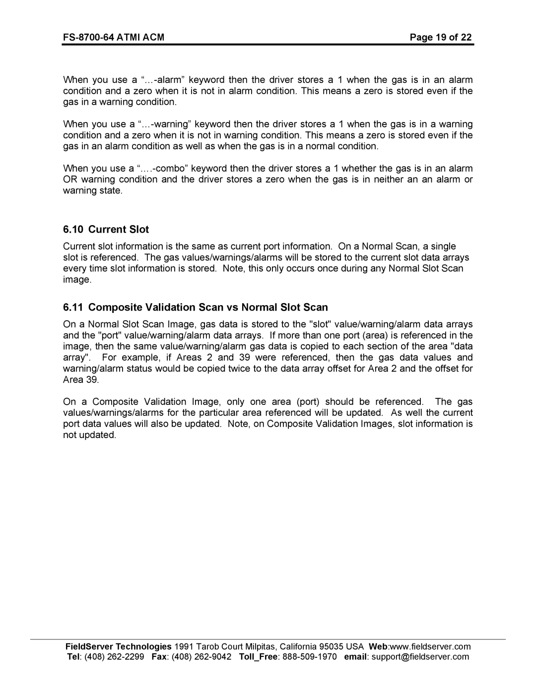 FieldServer FS-8700-64 instruction manual Current Slot, Composite Validation Scan vs Normal Slot Scan 
